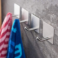 Yigii Towel Hooks/Bathroom Hook - Self Adhesive Hooks Office Hooks Hanging Keys For Kitchen Stick On Wall Stainless Steel 4 Packs