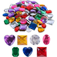 Super Z Outlet 1"" Assorted Colorful Adhesive Stick-On Heart Star Round Shaped Jewel Gems For Arts & Crafts  Themed Party Decoration Accessories  Children Activities (100 Pack)