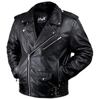 Hwk Brando Leather Motorcycle Jacket For Men  Genuine Black Leather Jacket With Removable Ce Armor & Micro Polyester Thermal Lining For Weather & Water Resistant Enduro Motorbike Riding - Large