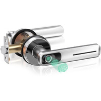 Geek Smart Fingerprint Door Lock - Biometric Door Knob Fingerprint Door Knob Keyless Entry Door Locks With Handle Door Lever For Homes/Apartments/Office/Airbnb/Hotels (Silver)