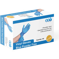 Edi Disposable Vinyl Gloves Medium  100 Pcs (Blue) - Powder-Free  Latex-Free