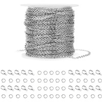 36 Feet Silver Stainless Steel Link Cable Chain With 20 Lobster Clasps And 30 Jump Rings For Men Women Jewelry Chain Diy Making  2.0Mm