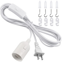 Dicuno Hanging Lantern Extension Cord Cable  E26/E27 Pendant Light Socket On Off Inline Cord Switch Control Lamp  Switch Close To Polarized Plug  13 Feet  White  1-Pack