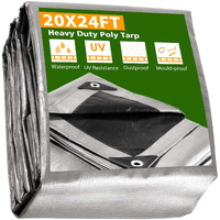 Yescom 20X24Ft Heavy Duty Reinforced Poly Tarp Waterproof Tarpaulin 10-Mil Ground Sheet Camping Tent Cover With Eyelets