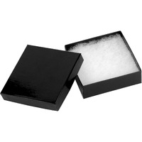Cardboard Jewelry Boxes 10 Pack - 3.5""X3.5""X1"" Bulk Cotton Filled Small Gift Boxes With Lids For Jewelry Packaging (Black Gloss)