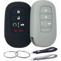 Reprotecting Silicone Rubber Key Fob Cover Compatible With (5 Buttons) 2022-2025 Honda Accord Civic Hr-V Cr-V Pilot Sport Si Ex Ex-L Touring (Black Grey)