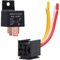Ehdis 4-Pin Relay With Harness Car Truck Motor Heavy Duty 80A 12V On/Off Normally Open Spst Relay Socket Plug 4 Wire Automotive Relay Model Jd2912-1H-12Vdc 80A 14Vdc Pack Of 1