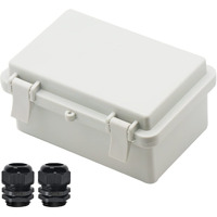 Zulkit Junction Box Abs Plastic Dustproof Waterproof Ip65 Electrical Boxes Hinged Shell Outdoor Universal Project Enclosure With 2 Cable Glands 5.9 X 3.9 X 2.8 Inch (150X100X70Mm)(Outer Size)