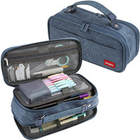 Joinpro Pencil Case  Large Capacity Pencil Case Organizer; Double Zipper Storage Bag; Big Pencil Pouch For College School Office Teen Girl Boy Men Women Adult (Blue)