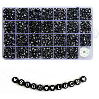 Amaney 1400Pcs 4X7Mm Black Round Acrylic Alphabet Letter Beads A-Z And Heart Pattern For Jewelry Making