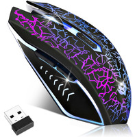 Lulabboard Wireless Gaming Mouse  Rechargeable Wireless Computer Mouse  7-Color Led Light  Ergonomic Mouse With 6 Silent Click Buttons  3 Adjustable 2400 Dpi Wireless Mouse For Laptop Pc Mac  Black