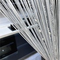 Ave Split 100Cmx200Cm Decorative Door String Curtain Beads Wall Panel Fringe Window Room Divider Blind For Wedding Coffee House Restaurant Parts Door Divider Beads Tassel Screen Decoration (Silver25)