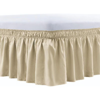 Freshculture Full Bed Skirt  Elastic Wrap Around Bed Skirt Full Bed  Easy Fit With 15-Inch Tailored Drop  Hotel Quality Dust Ruffle For Full Size Bed  Bed Skirt Full Size (Beige)