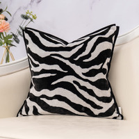 Yangest 20X20 Inch Zebra Decorative Velvet Throw Pillow Cover Black Cushion Case Modern Pillowcase For Sofa Couch Bedroom Living Room Home Decor