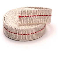 Light Of Mine 7/8"" Inch 100% Cotton Flat Wick 6 Foot Roll For Paraffin Oil Or Kerosene Based Lanterns And Oil Lamps With Genuine Red Stitch (7/8"")