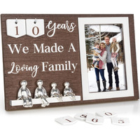Anniversary Idea For Wife Gifts For All Anniversaries  Wedding Anniversary For Her Gifts 10 Year Tin Anniversary Personalized Anniversary For Couples Aluminum Family Tree Decor Picture Frame Keepsake