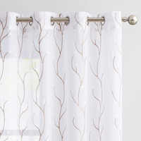 Jinchan White Sheer Curtains For Bedroom 84 Inch Length Floral Embroidered Sheers For Living Room Embroidery Voile Grommet Window Curtain 2 Panels