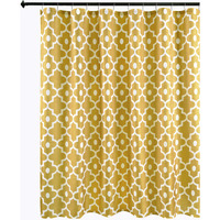 Biscaynebay Extra Long Textured Fabric Shower Curtains 72"" Width By 84"" Length  Gold Morocco Pearl Printed Bathroom Curtains Machine Washable