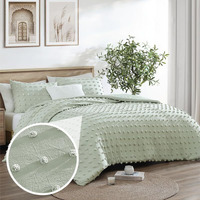 Swift Home King/Cal King Sage 3-Piece Down Alternative Comforter Set Bedding Pom Pom All-Season  Machine Washable