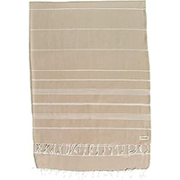 Bersuse 100% Cotton - Anatolia Xl Throw Blanket Turkish Towel - 61 X 82 Inches  Beige