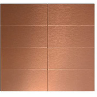 Crystiles Aluminum Peel And Stick Backsplash Panels - 3""X6"" Brushed Copper Kitchen Wall Decor  80-Pack (Copper Color)