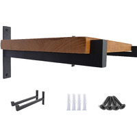 Ovov 2 Pcs Steel Heavy Duty Shelf Brackets Wall Mounted Industrial Metal Shelf Supports Matte Black 10 Inches