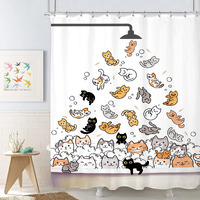 Svbright Cute Cat Shower Curtain For Kids Children 60Wx72L Inch Cartoon Animal Funny Raining Colorful Hilarious Lovely Pets Playing Water Bathroom Waterproof Polyester Fabric Bathtub 12 Pack Hooks