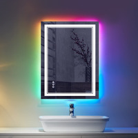 Istripmf 20X28 Inch Led Bathroom Mirror With Lights Backlit Rgb Color Changing Lighted Mirror For Bathroom Wall Dimmable Anti-Fog Led Mirror (Rgb Multicolor Backlit + Adjustable Front-Lighted)