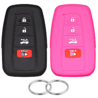 Lcyam Silicone Key Fob Cover Compatible With 2018- 2023 Toyota Camry Rav4 Prius Highlander Xse Hybrid Chr Corolla Se Avalon Venza Mirai 4Runner Tundra Keyless Remote (Black Rose  4 Button)