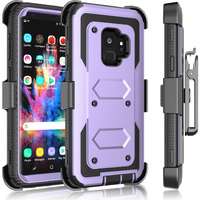 Galaxy S9 Case  Samsung Galaxy S9 Holster Clip  Tekcoo [Tshell] Shock Absorbing [Lavender] Secure Swivel Locking Belt Defender Heavy Full Body Kickstand Carrying Tank Armor Cases Cover