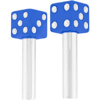 United Pacific 70043 High Impact Plastic Construction Dice Door Lock Knobs For Classic & Vintage Cars/Trucks  10-32 Thread - Blue/White (Pack Of 2)