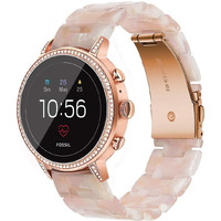 Ilvanya Watchband For Fossil Women's Gen 5E 42Mm /Women's Gen 6 42Mm/ Gen 4 Venture Hr Bands 18Mm Pearl Resin Band Quick Release Strap For Fossil Venture Gen 4 Hr/Gen 3(Pink)