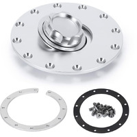 Ptnhz Universal Billet Aluminum Fuel Cell Cap Embedded Auxiliary Oil Tank Cover Flush Mount With 12 Hole Cell Bung And Gasket