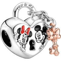 Valgacls Miki Mouse & Mini Mouse Padlock Charm For Bracelets Necklace 925 Sterling Silver Mouse Charms Valentine 's Day Jewelry Gift For Women Girls