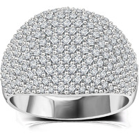 Diamond Accent Dome Ring - Sliver Fashion Rings For Women Big Hollow Women Wedding Band Cubic Zirconia Statement Rings For Women (White  10)