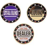 Toptie 3Pcs Poker Chips  Small Blind Big Blind And Dealer Metal Buttons For Craps Texas Poker Table-Small Blind & Big Blind & Dealer