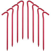 Hikemax 7075 Aluminum Tent Stakes 20 Pack - Ultralight 7 Inch Hook Tent Pegs With Carrying Pouch - Made For Camping Trip  Hiking And Gardening