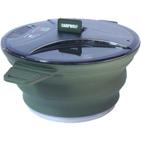 Campwolf 2.5L Collapsible Camping Cook Pot Portable Cookware For Outdoor Hiking (Dark Green)