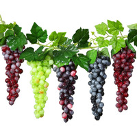 Mangdunt 5 Bunches Artificial Grape Fake Grapes With Vines Lifelike Simulation Fruit Decorative For Kitchen Party Pub Home Cabinet Ornament(36 Kernels)