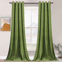 Snitie Green 108In Long Velvet Curtains With Grommet  Super Soft Noise Reducing Thick Light Filtering Velvet Drapes For Living Room And Bedroom  Set Of 2 Panels  52 X 108 Inch Long