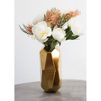 Afloral Gold Maven Ceramic Geometric Cylinder Vase - 8""