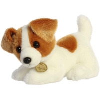 Aurora Adorable Miyoni Jack Russell Pup Stuffed Animal - Lifelike Detail - Cherished Companionship - White 9 Inches