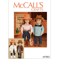 Mccall Pattern Cowgirl And Cowboy Clothing 18"" Dolls Sewing Pattern  Plain