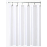 Biscaynebay Fabric Extra Long Shower Curtain Liners  White 72"" Width By 108"" Length  Water Resistant Bathroom Curtains  Rust Resistant Grommets Top Weighted Bottom Machine Washable