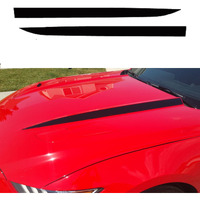 Xotic Tech Hood Spear Side Stripe Decal Sticker Compatible With Ford Mustang 2015-Up Glossy Black