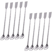 Tihood 10Pcs 2 In 1 Stainless Steel Lab Spoon Spatula/Laboratory Sampling Spoon Mixing Spatula