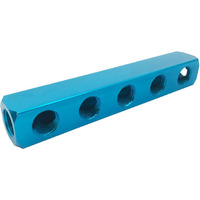 1/2"" Pt Threaded Ports Aluminum Quick Connect 5 Way Air Manifold Block Splitter Blue Xmhf