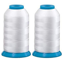Set Of 2 Huge White Spools Bobbin Thread For Embroidery Machine And Sewing Machine - 5500 Yards Each - Polyester -Embroidex 90 Weight