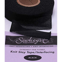 Black - 1"" Fusible Knit Stay Tape - 1"" X 25 Yards Sewkeyse Extremely Fine Knit Interfacing Sold By The 25 Yard Roll (Kst1-Bl) M494.02