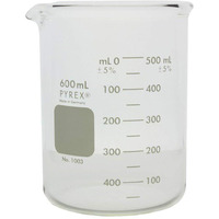 Pyrex Heavy Duty Griffin 1003 600Ml Beaker Double Scale Graduated; Each